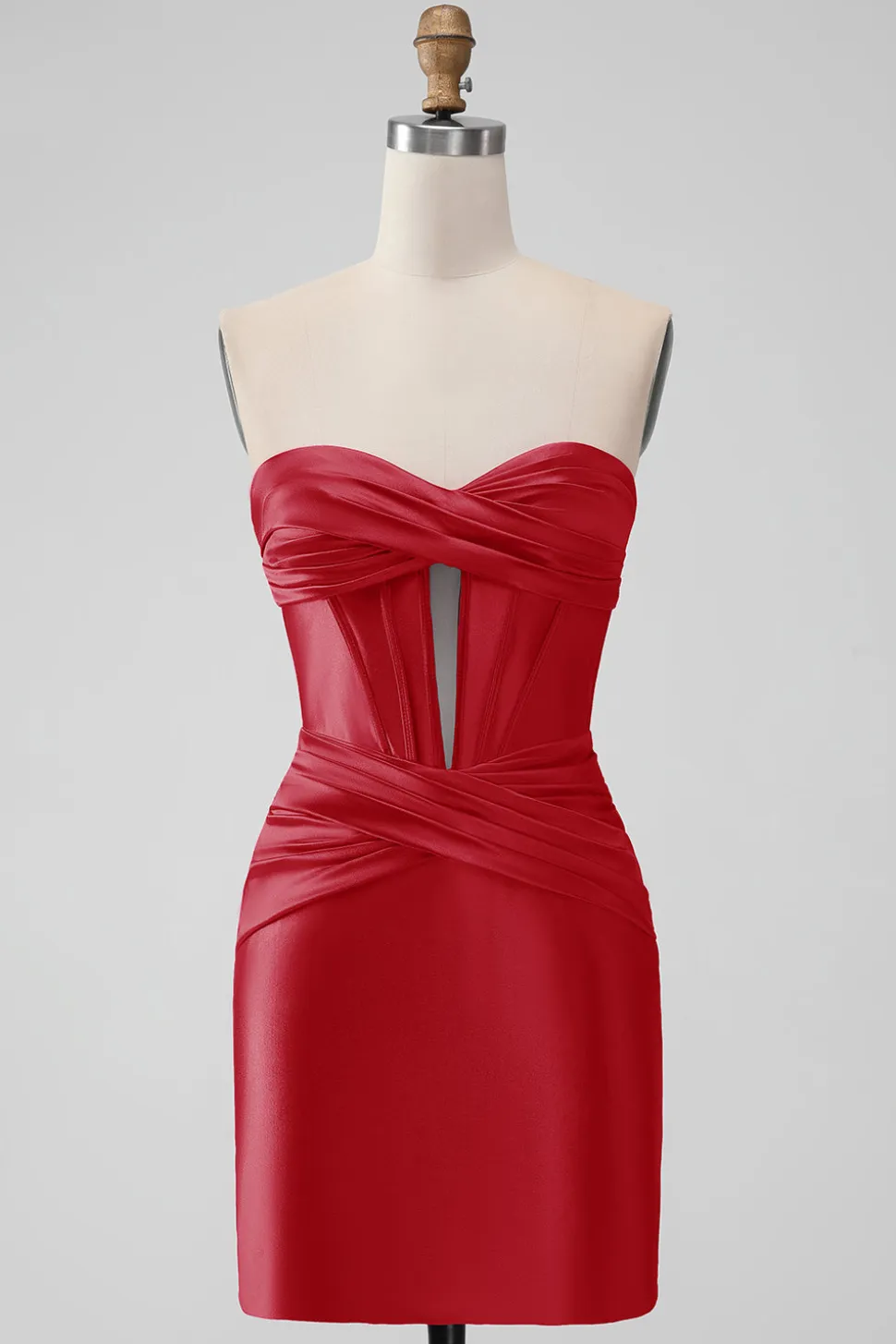 Elegante Fuchsia Bodycon Querida Cetim Corset Short Homecoming Dress