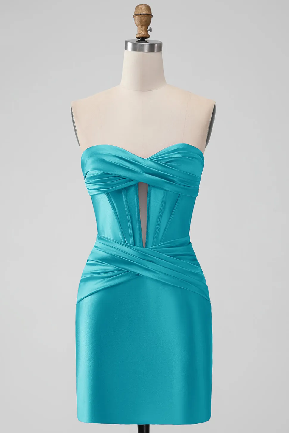 Elegante Fuchsia Bodycon Querida Cetim Corset Short Homecoming Dress