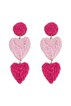 Elegante Fuchsia Heart-shaped brincos trançados
