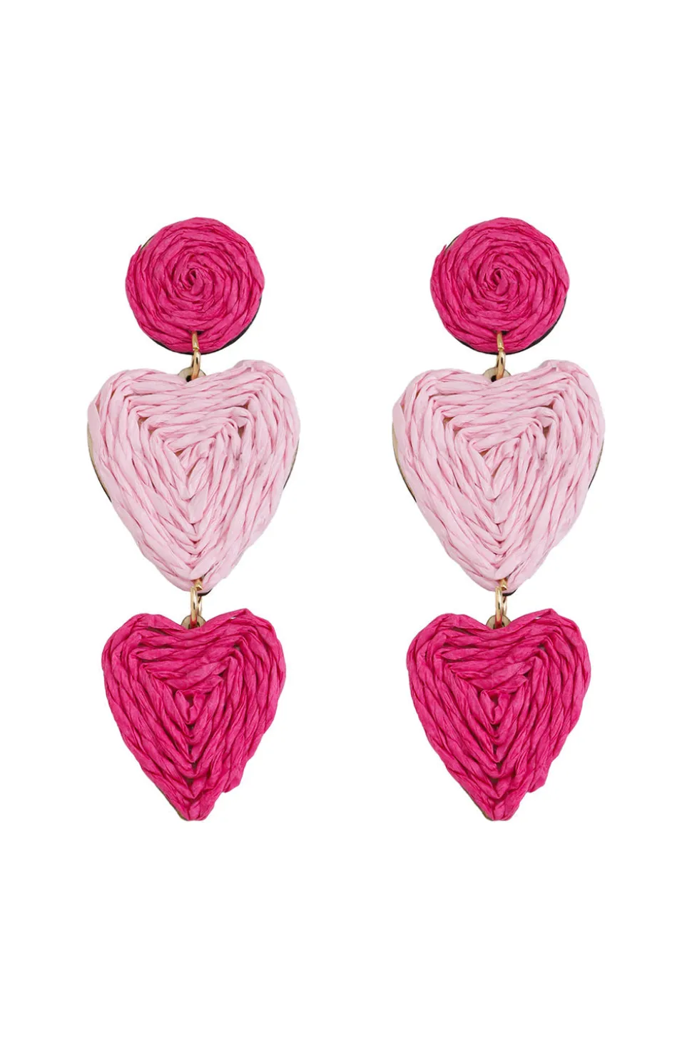 Elegante Fuchsia Heart-shaped brincos trançados