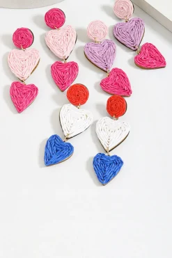 Elegante Fuchsia Heart-shaped brincos trançados