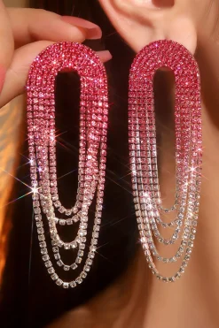 Elegante Gradiente Cor Tassel Brincos Grandes