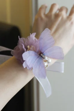 Elegante Purple Butterfly Prom Wrist Corsage para casamento