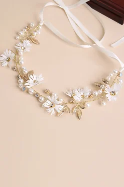 Elegante tom dourado Artesanal Faux Pearl Rhinestone