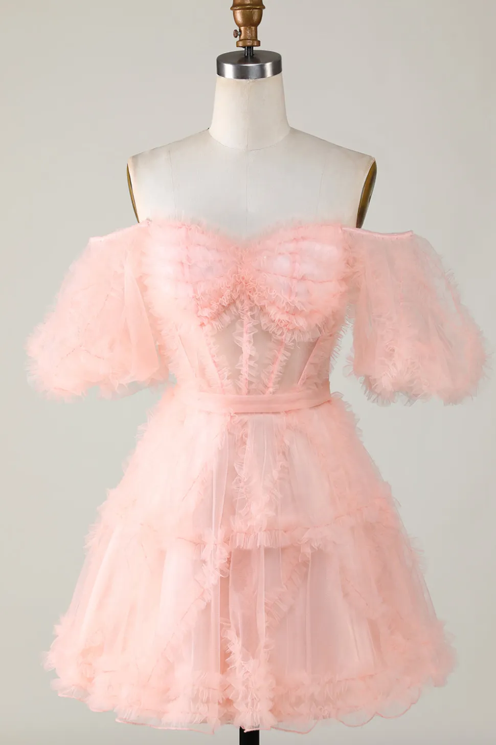 Elegante uma linha fora do ombro roxo Tulle Corset Homecoming Dress
