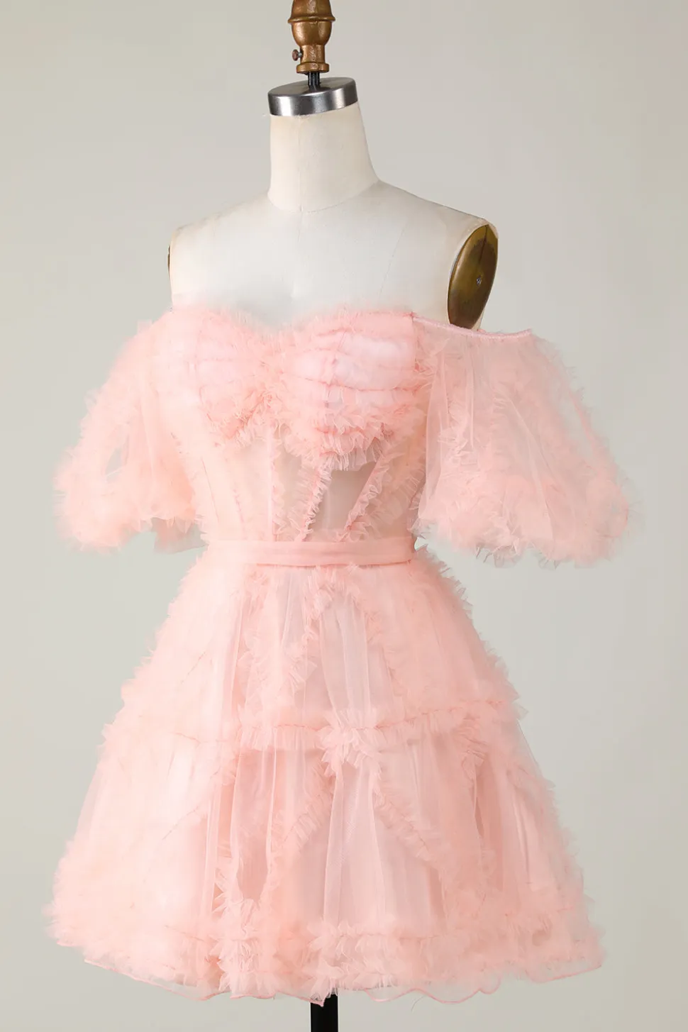 Elegante uma linha fora do ombro roxo Tulle Corset Homecoming Dress