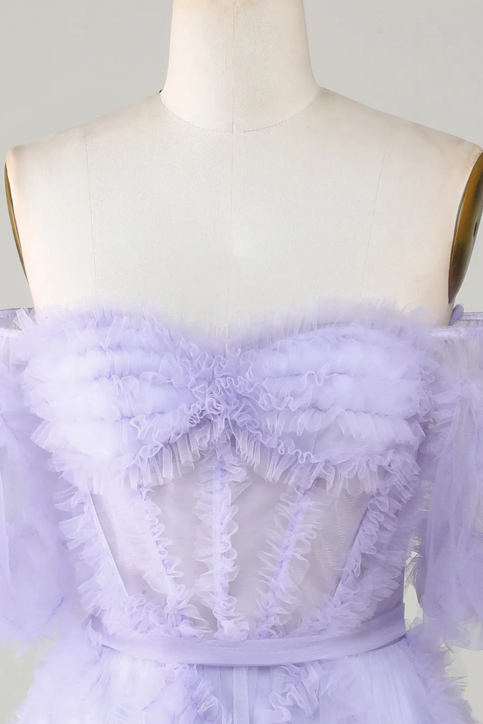 Elegante uma linha fora do ombro roxo Tulle Corset Homecoming Dress