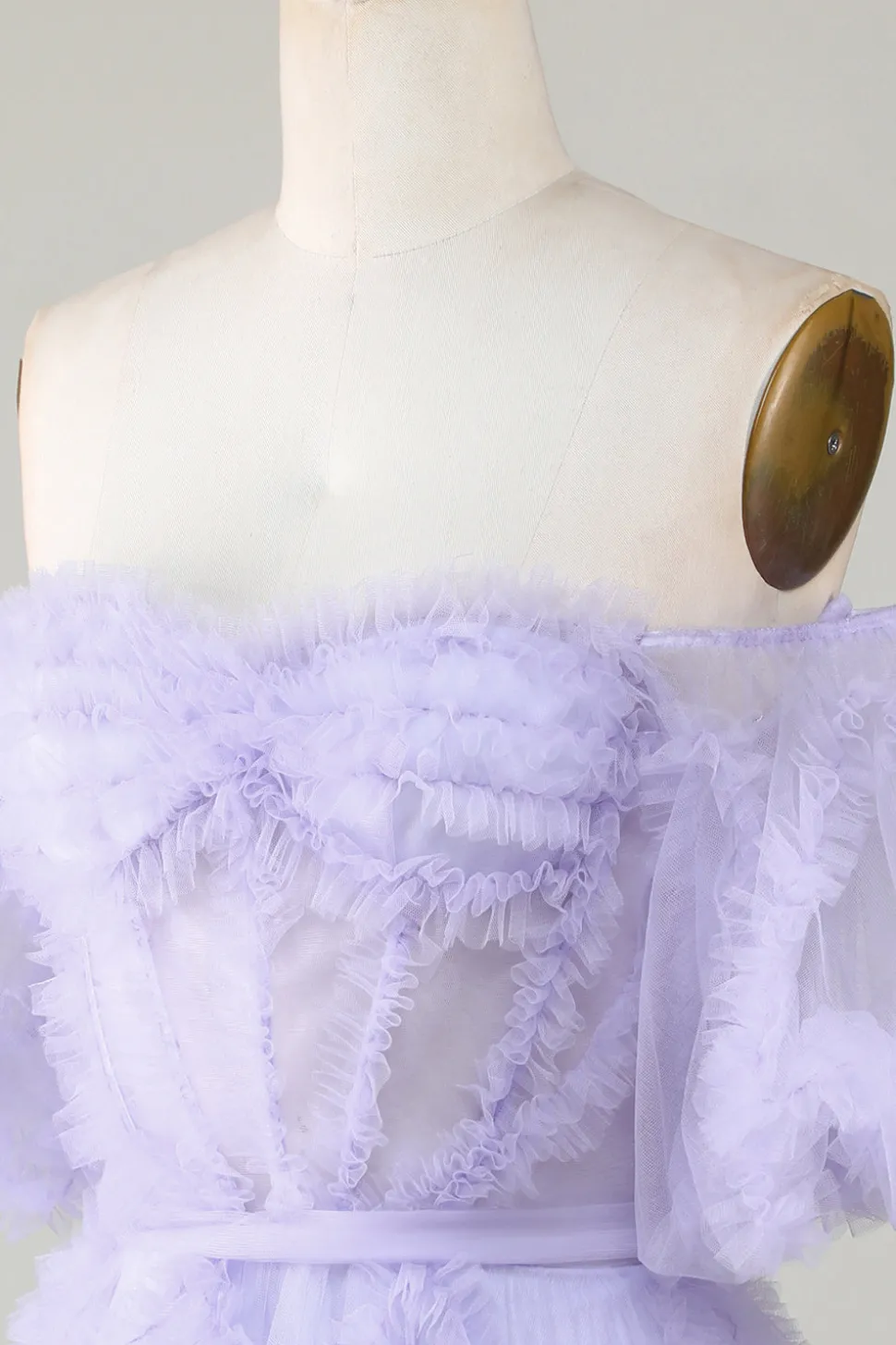 Elegante uma linha fora do ombro roxo Tulle Corset Homecoming Dress
