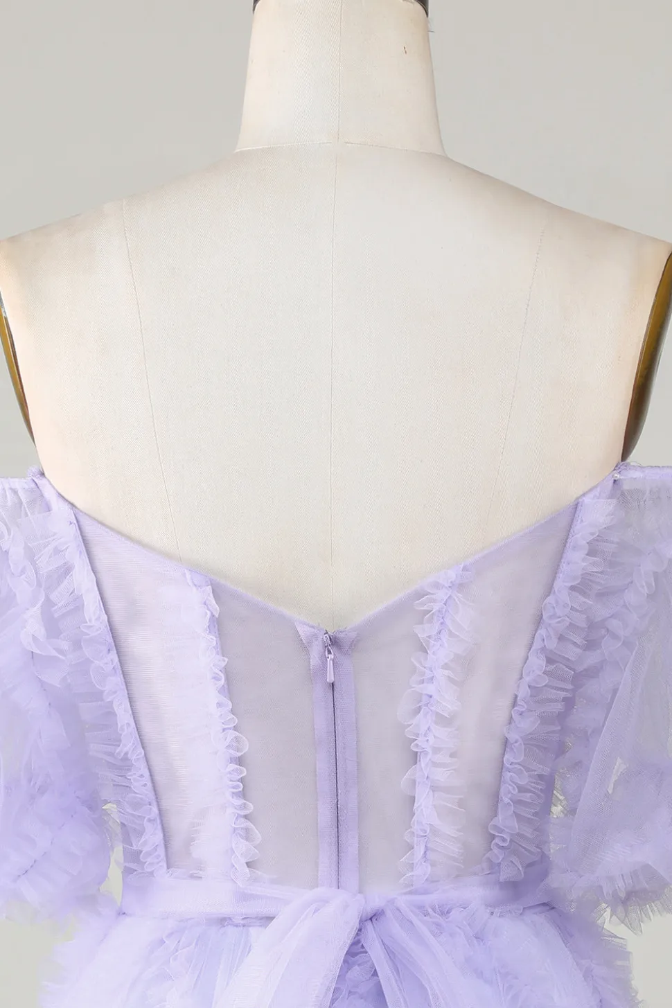 Elegante uma linha fora do ombro roxo Tulle Corset Homecoming Dress
