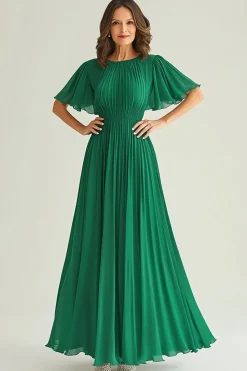 Elegante verde escuro uma linha Ruched mãe de vestido de noiva