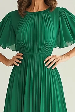 Elegante verde escuro uma linha Ruched mãe de vestido de noiva