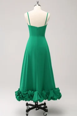 Elegante Verde Uma Linha Esparguete Correias Vestido Madrinha