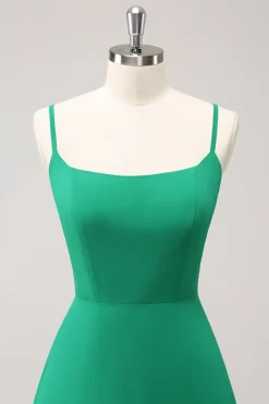 Elegante Verde Uma Linha Esparguete Correias Vestido Madrinha