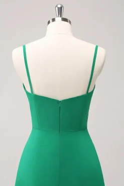 Elegante Verde Uma Linha Esparguete Correias Vestido Madrinha