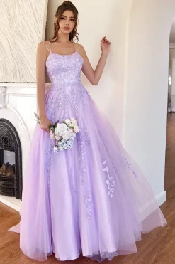 Elegante vestido de baile de lavanda A-line