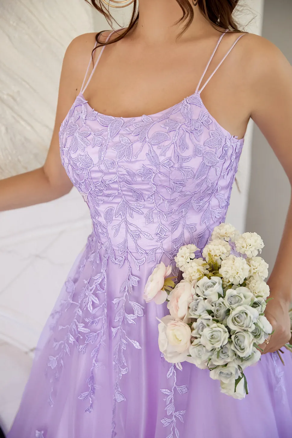 Elegante vestido de baile de lavanda A-line