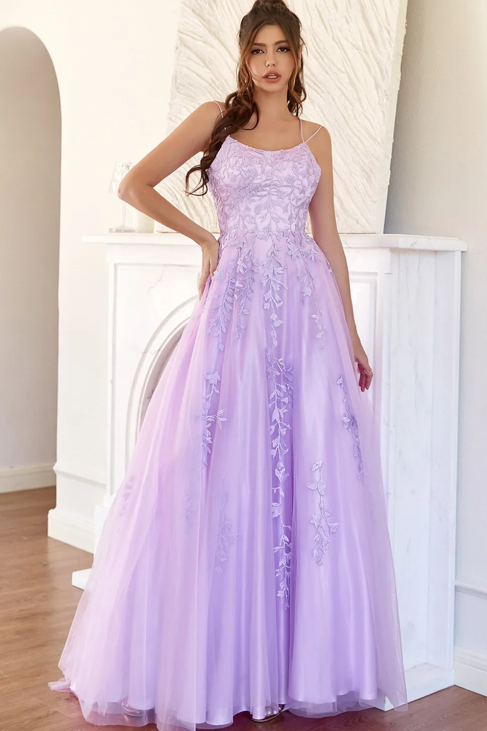 Elegante vestido de baile de lavanda A-line