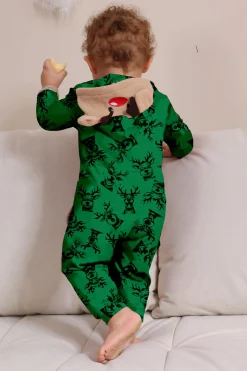 Elk Print Vermelho Combinando Natal One Piece Pijamas