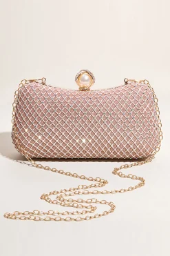 Embraiagem de festa de contas de blush glitter blush