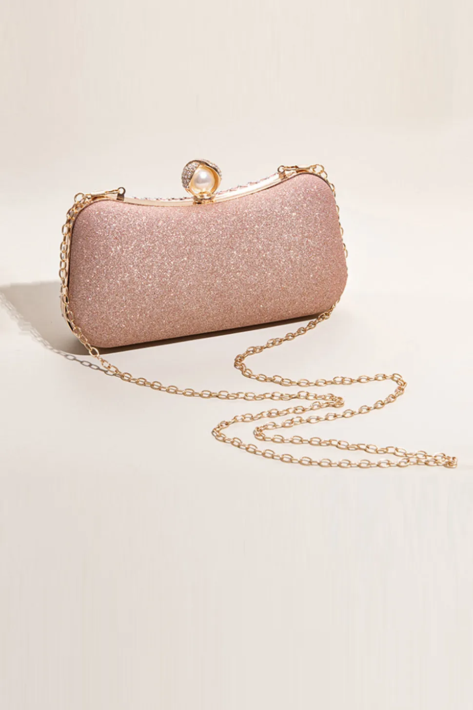 Embraiagem de festa de contas de blush glitter blush