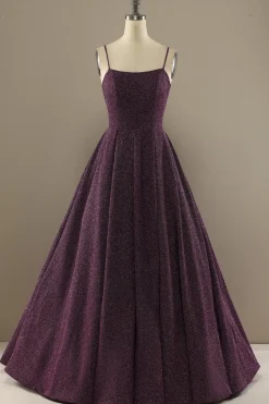Encantador Uma Linha Roxa Baile Vestido Com Abertura Frontal