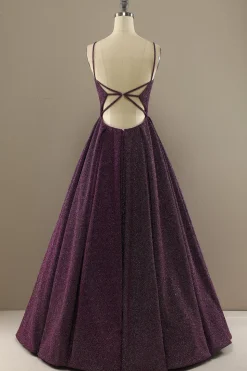 Encantador Uma Linha Roxa Baile Vestido Com Abertura Frontal