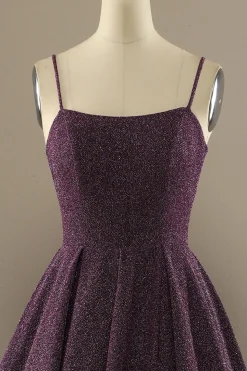 Encantador Uma Linha Roxa Baile Vestido Com Abertura Frontal