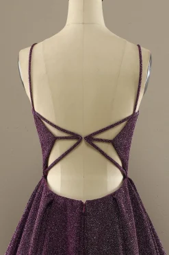 Encantador Uma Linha Roxa Baile Vestido Com Abertura Frontal