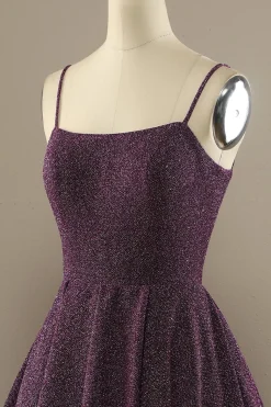 Encantador Uma Linha Roxa Baile Vestido Com Abertura Frontal