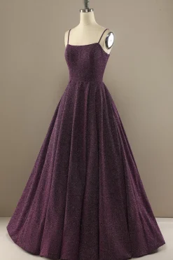Encantador Uma Linha Roxa Baile Vestido Com Abertura Frontal