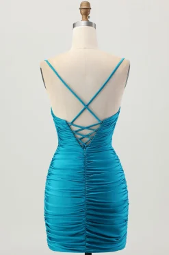 Escuro Khaki Ruched Cut-Out Tight Mini Homecoming Dress com renda para trás