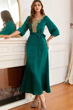 Esmeralda Verde Mãe do Vestido de Noiva com Apliques