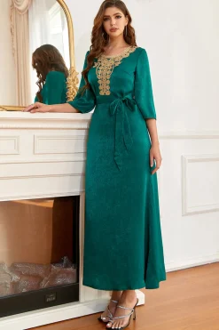 Esmeralda Verde Mãe do Vestido de Noiva com Apliques