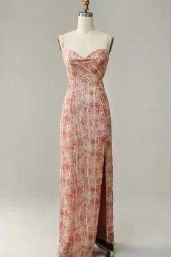 Espaghetti Correias Rosa Vestido de Dama de Honor