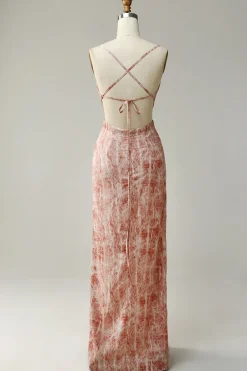 Espaghetti Correias Rosa Vestido de Dama de Honor