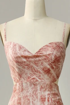 Espaghetti Correias Rosa Vestido de Dama de Honor