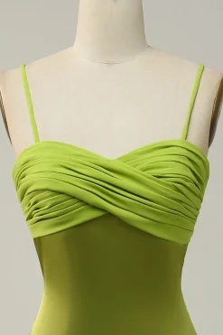Espaghetti Correias Verde Vestido de Dama de Honor