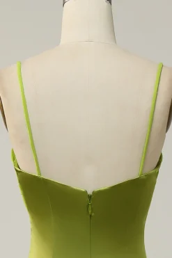Espaghetti Correias Verde Vestido de Dama de Honor