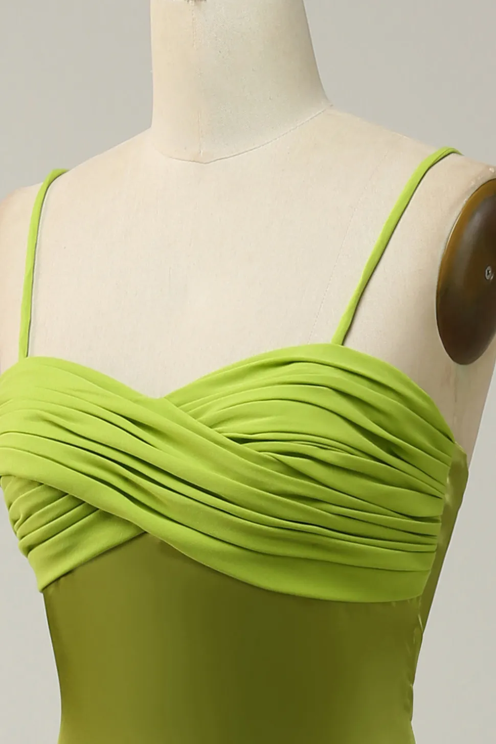 Espaghetti Correias Verde Vestido de Dama de Honor