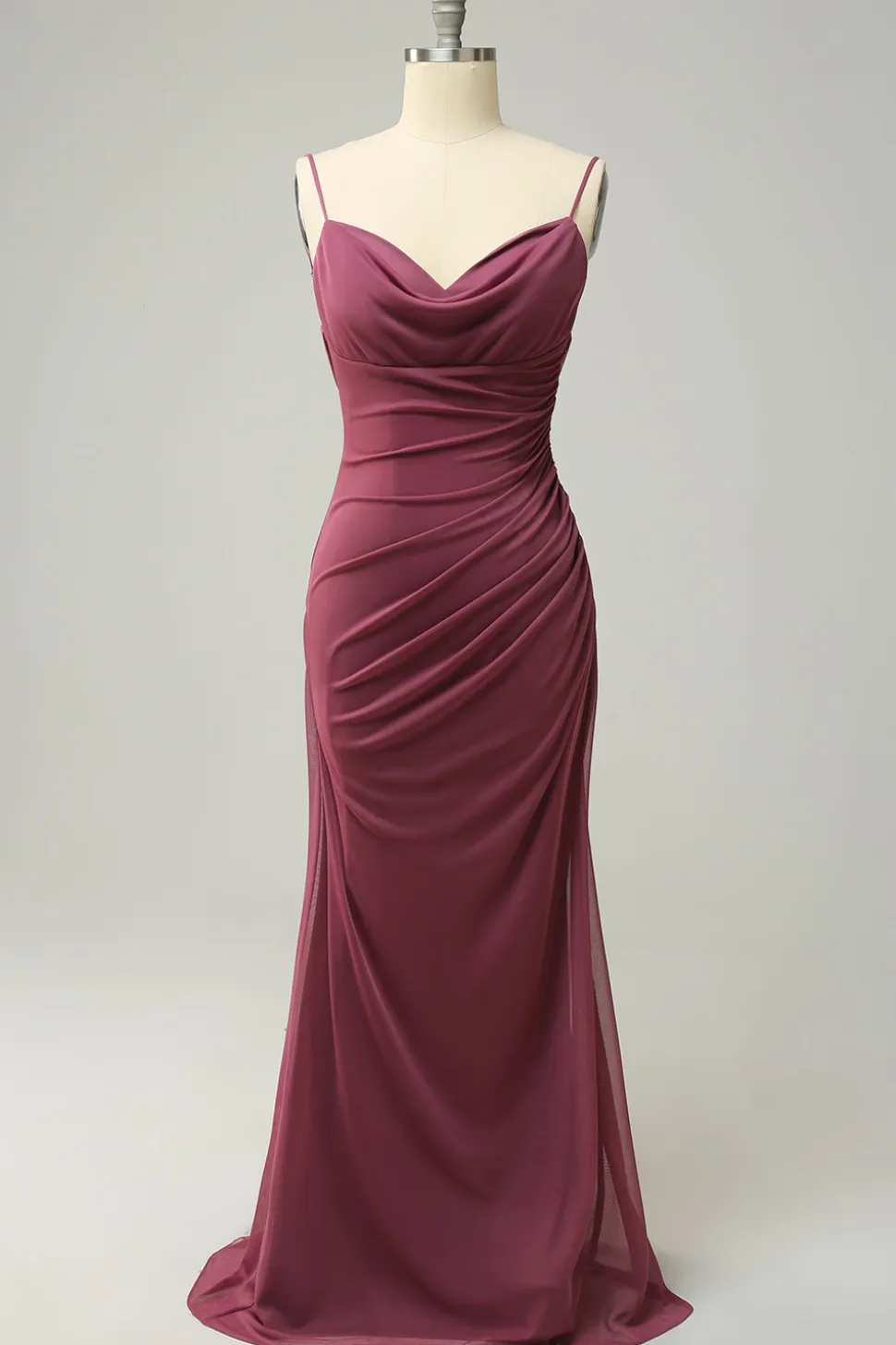 Espaguete Alças Desert Rosa Vestido Formal com Costas Abertas