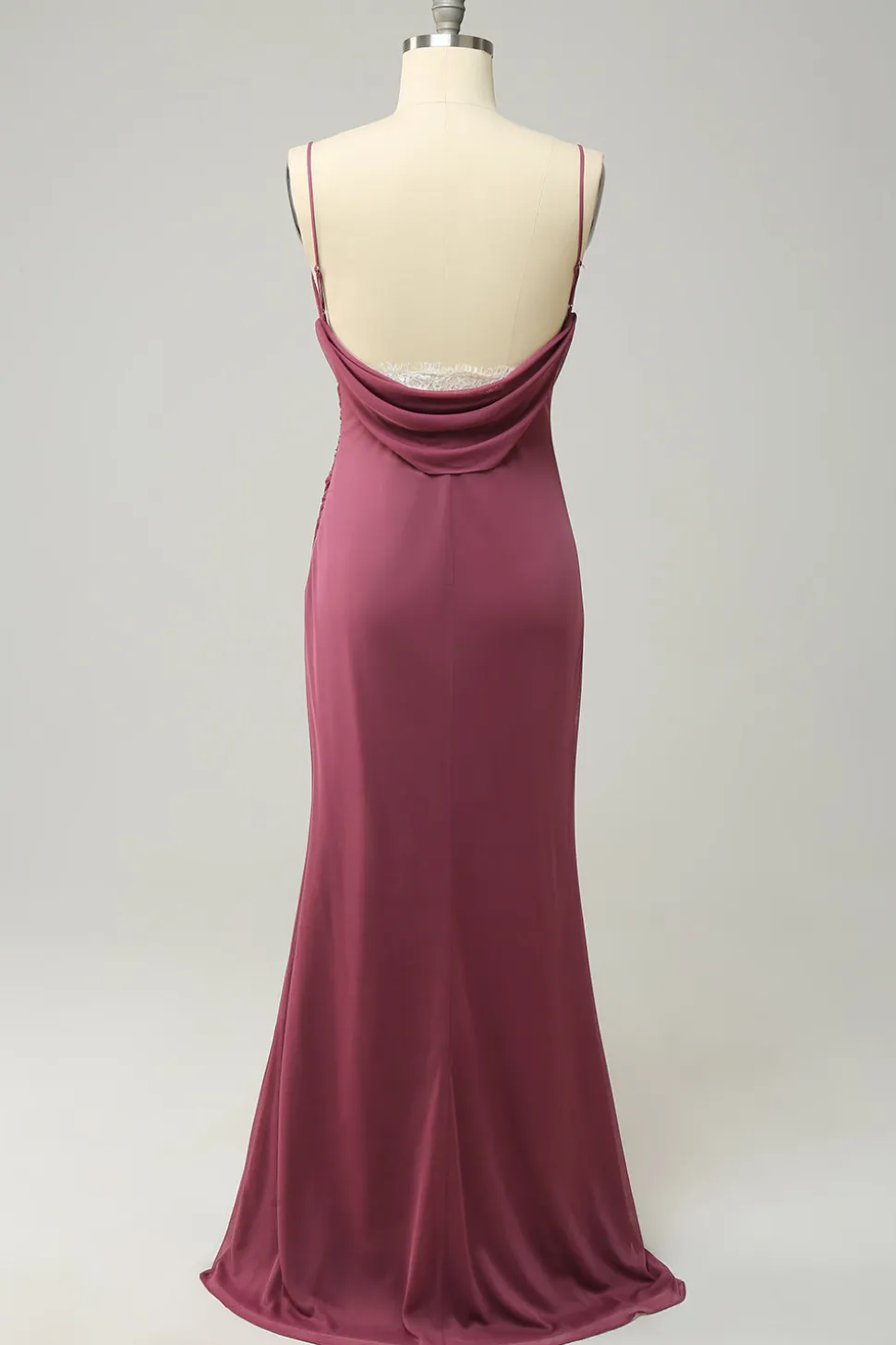 Espaguete Alças Desert Rosa Vestido Formal com Costas Abertas
