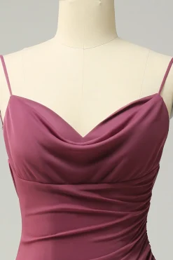 Espaguete Alças Desert Rosa Vestido Formal com Costas Abertas
