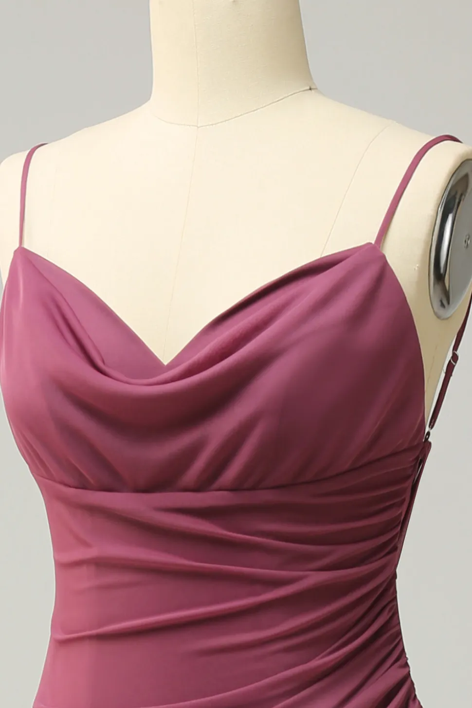 Espaguete Alças Desert Rosa Vestido Formal com Costas Abertas