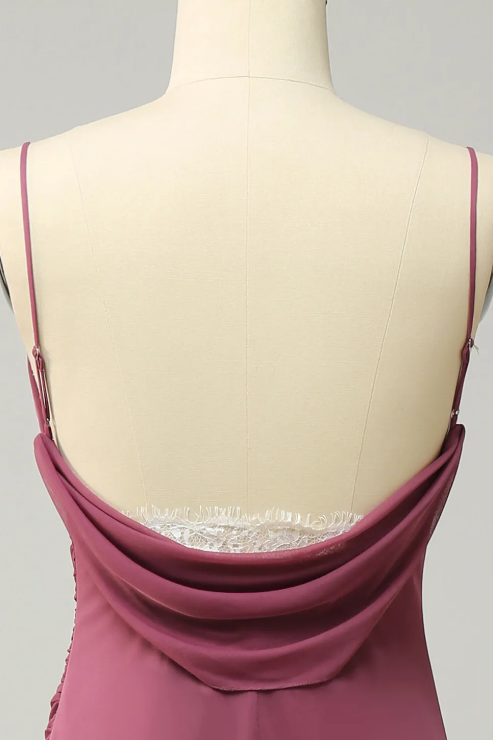 Espaguete Alças Desert Rosa Vestido Formal com Costas Abertas
