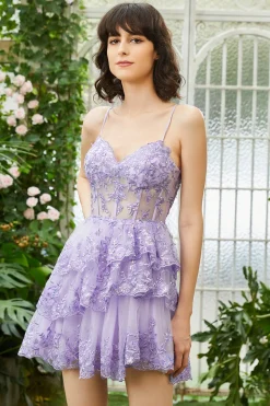 Espaguete Brilhante Correias Sequins Roxo Vestido Curto Homecoming