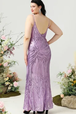 Espaguete Correias Roxo Tamanho Grande Vestido de Festa