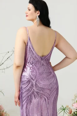 Espaguete Correias Roxo Tamanho Grande Vestido de Festa