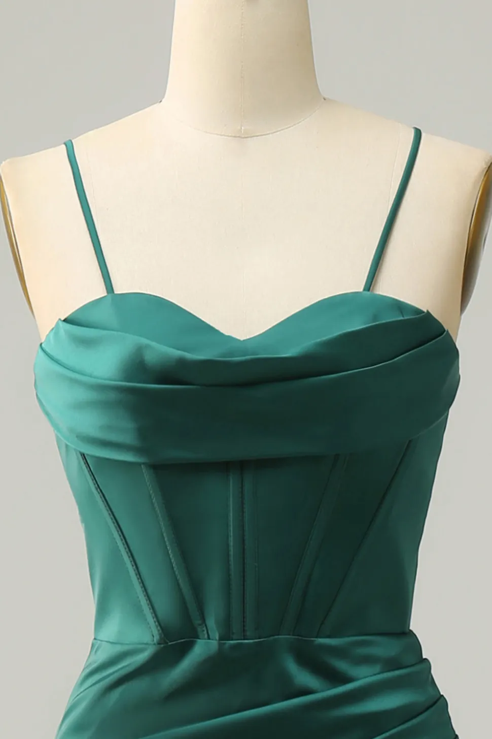 Espaguete Correias Verde Escuro Sereia Vestido de Festa