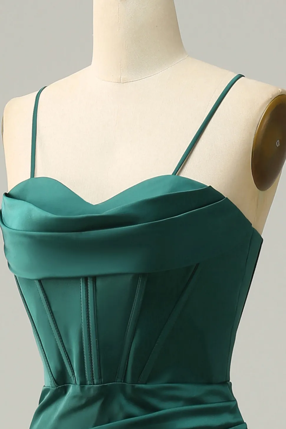 Espaguete Correias Verde Escuro Sereia Vestido de Festa