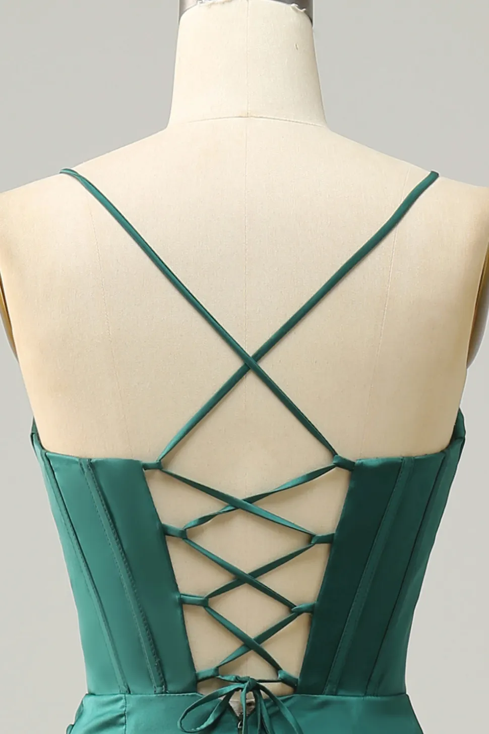 Espaguete Correias Verde Escuro Sereia Vestido de Festa